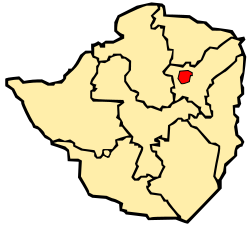 Peta Zimbabwe menunjukkan lokasi Harare