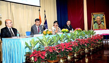 Dr. Raghuram Rajan, Governor, Reserve Bank of India, delivering the 30th Sardar Vallabhbhai Patel Memorial lecture on "Reforming India's Economic Institutions", at the Sardar Vallabhbhai Patel National Police Academy, in Hyderabad on October 23, 2015.[3]