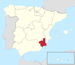 Situation géographique de la Région de Murcie en Espagne.