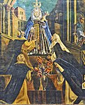 Jungfru Maria överlämnar Rosenkransen åt Sankt Dominicus. Avbildade är även Katarina av Siena, Pedro de Santa María de Ulloa och María de León Bello y Delgado. Fresk i kyrkan Santo Domingo de Guzmán i San Cristóbal de La Laguna.