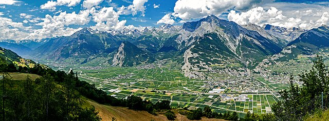 The south side of the Bernese Alps from across the Rhone Valley