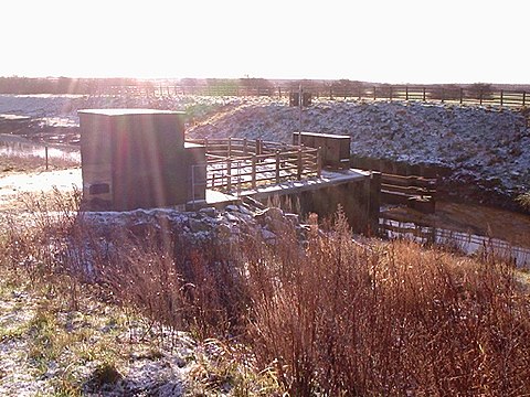 The rotating sector gate just before the canal joins the Ribble