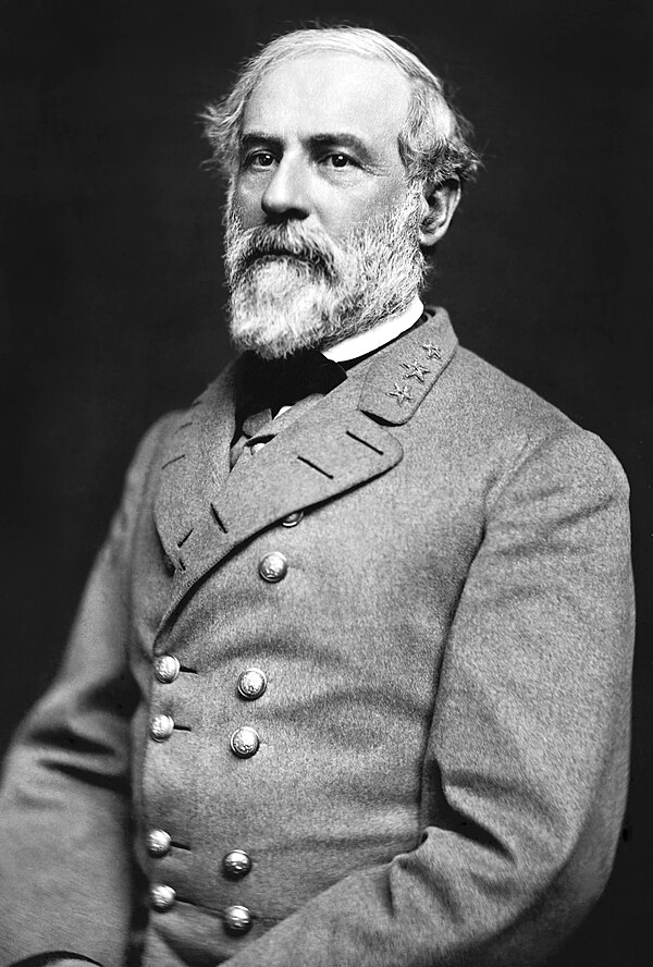 Robert E. Lee, the best known CSA general. Lee is shown with the insignia of a Confederate colonel, which he chose to wear throughout the war.