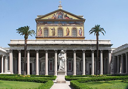 Statue of St. Paul in front of the Basilica of San Paolo fuori le Mura