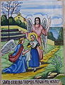 Rajola devocional amb la santa de petita acompanyada d'àngels