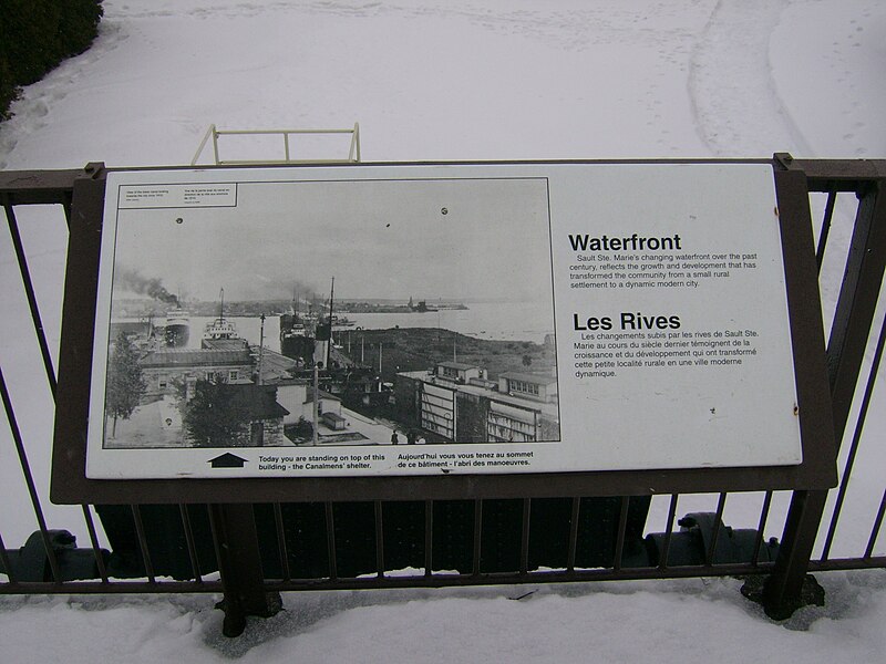 File:Sault waterfront interpretation sign.JPG