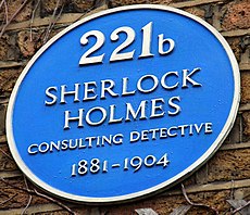 Sign at Sherlock Holmes Museum in Baker St 221b.jpg