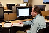 Training session for the Cornell University 2017 Art + Feminism Wikipedia edit-a-thon. Uris Library, February 22, 2017.