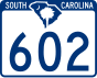 South Carolina Highway 602 marker