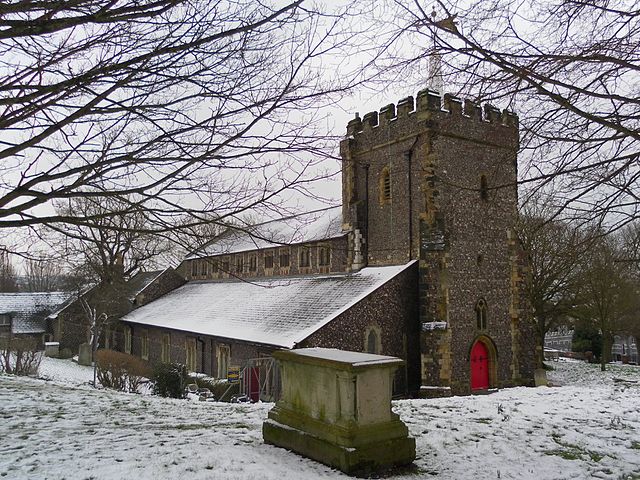 St Nicholas Church in the snow in 2013