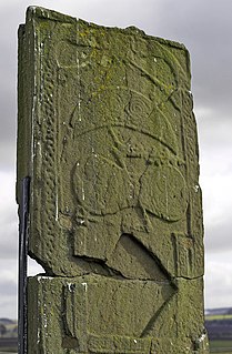 St Orlands Stone Cross slab in Angus, Scotland, UK