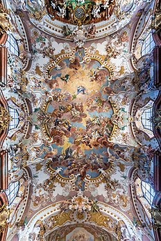 Assunção de Maria (1741), afresco do teto no mosteiro cisterciense em Wilhering, Alta Áustria, por Bartolomeo Altomonte (definição 3 990 × 5 985)