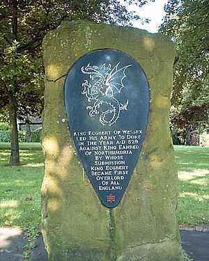 Stone commemorating the meeting between Eanred and Egbert at Dore Stone of Ecgbert - Dore 19-07-05.jpg