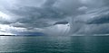 Storm clouds on a lake on the Tibetan Plateau