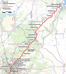 Mapa przebiegu linii kolejowej 409
