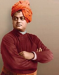 Swami Vivekananda, an early proponent of Muscular Hinduism. Swami Vivekananda biography.jpg