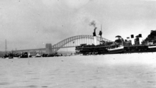 Manly ferries Barrenjoey and Dee Why, and an assortment of small craft help in rescuing passengers off Bradleys Head Sydney Ferries BARRENJOEY and DEE WHY and smaller vessels rescue RODNEY passengers 13 Feb 1938.png