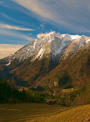 Tamischbachturm with freshly fallen snow