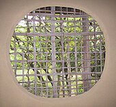 Woven bamboo window in Japan