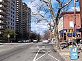 The Philadelphian, 2401 Pennsylvania Avenue, 19130, is a large, luxury condominium building, built in the early 1950's, but there has been a very recent replacement of all the windows and other exterior renovations. This view is from the north side of Fairmount Avenue, looking east at The Philadelphian and Luigi's Pizza.