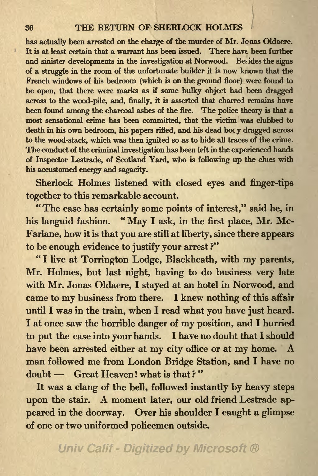 Page The Return Of Sherlock Holmes Edition Published In 1905 By Mcclure Phillips Amp Co New