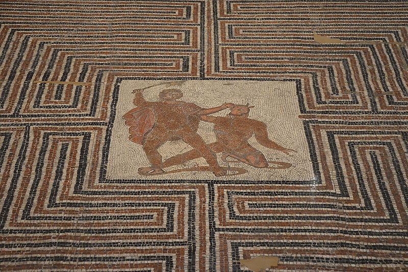 File:Theseus Mosaic, discovered in the floor of a Roman villa at the Loigerfelder near Salzburg (Austria) in 1815, 4th century AD, Kunsthistorisches Museum Vienna, Austria (20443491553).jpg