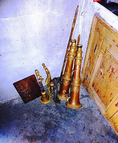 Tibetan trumpets stored at Tagthok Monastery, Ladakh Tibetan trumpets at Tagthok Gompa, Ladakh. 2010.jpg