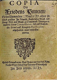 <span class="mw-page-title-main">Treaty of Lübeck</span> 1629 peace treaty during the Thirty Years War