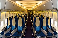 Stretched upper deck cabin of later 747s with six-abreast seating Transaero Airlines Boeing 747-400 upper deck straightened.jpg