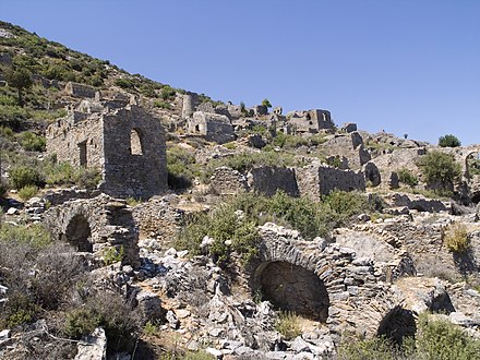 Hillside ruins in ancient Anemurium, which marks the southernmost cape of Anatolia