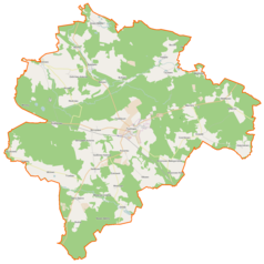 Mapa konturowa gminy Tychowo, po lewej znajduje się punkt z opisem „Podborsko”