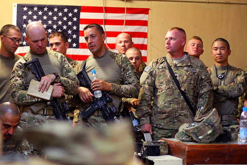 File:U.S. Soldiers with Echo Company, 2nd Battalion, 506th Infantry Regiment, 4th Brigade Combat Team, 101st Airborne Division, receive a briefing before heading out on a mission in Khowst province, Afghanistan 130602-A-DQ133-006.jpg