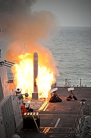 US Navy 100621-N-0251Z-016 USS Sterett (DDG 104) launches its first tomahawk land attack missile.jpg
