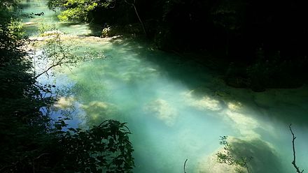 One of the many turquoise pools on the hike to the source of the River Urederra