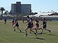 Players in action at the 2005 VWFL Division One Reserves Grand Final: Melbourne University MUGARS (black and blue) defeated the Darebin Falcons.