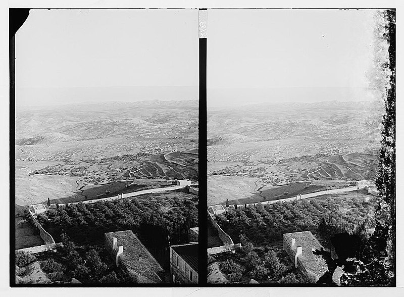 File:View from the Russian Tower on the Mount of Olives, looking east toward Bethpage, Bethany, and the Dead Sea LOC matpc.04949.jpg