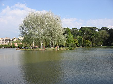 An isle in Villa Ada's lake.