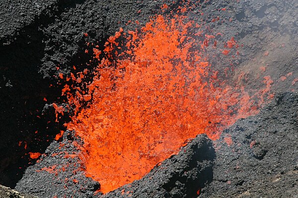 Lava fountain within Villarrica's crater