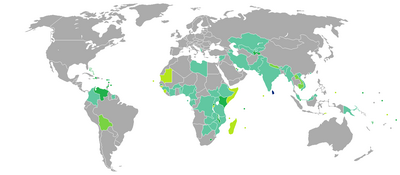 Countries and territories with visa-free entries or visas on arrival for holders of regular Sri Lankan passports Visa requirements for Sri Lankan citizens.png