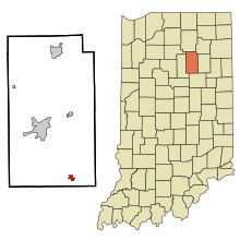 Obszary objęte i nieposiadające osobowości prawnej Wabash County Indiana La Fontaine Highlighted.svg