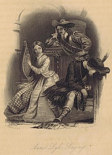 Illustration of Annot Lyle Singing in 1872 edition by H Wright Smith Walter Scott Legend of Montrose Illustration.jpg