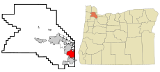 Washington County Oregon Incorporated and Unincorporated areas Tigard Highlighted.svg