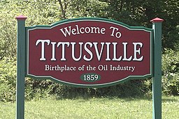 Titusville, PA hoş geldiniz işareti