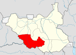 西赤道州在南蘇丹的位置