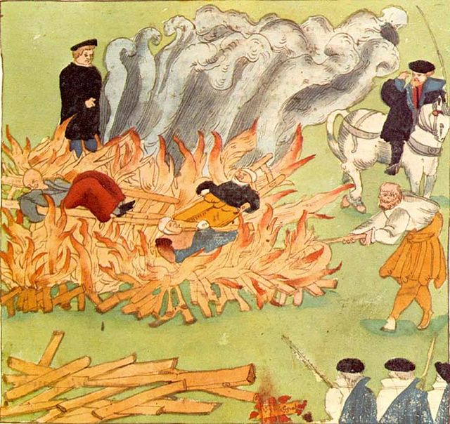 Burning of three "witches" in Baden, Switzerland (1585), by Johann Jakob Wick