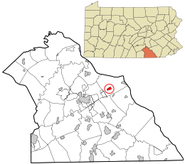 Расположение в графстве Йорк и американском штате Пенсильвания.