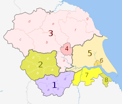 Yorkshire és Humber közigazgatási térképe
