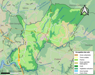 Barevná mapa znázorňující využití půdy.