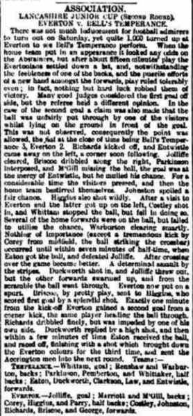 File:1886–87 Lancashire Junior Cup 2nd Round, Everton 2–3 Bell's Temperance, Liverpool Daily Post, 8 November 1886.png