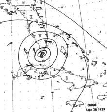 Contour map of pressure associated with the hurricane